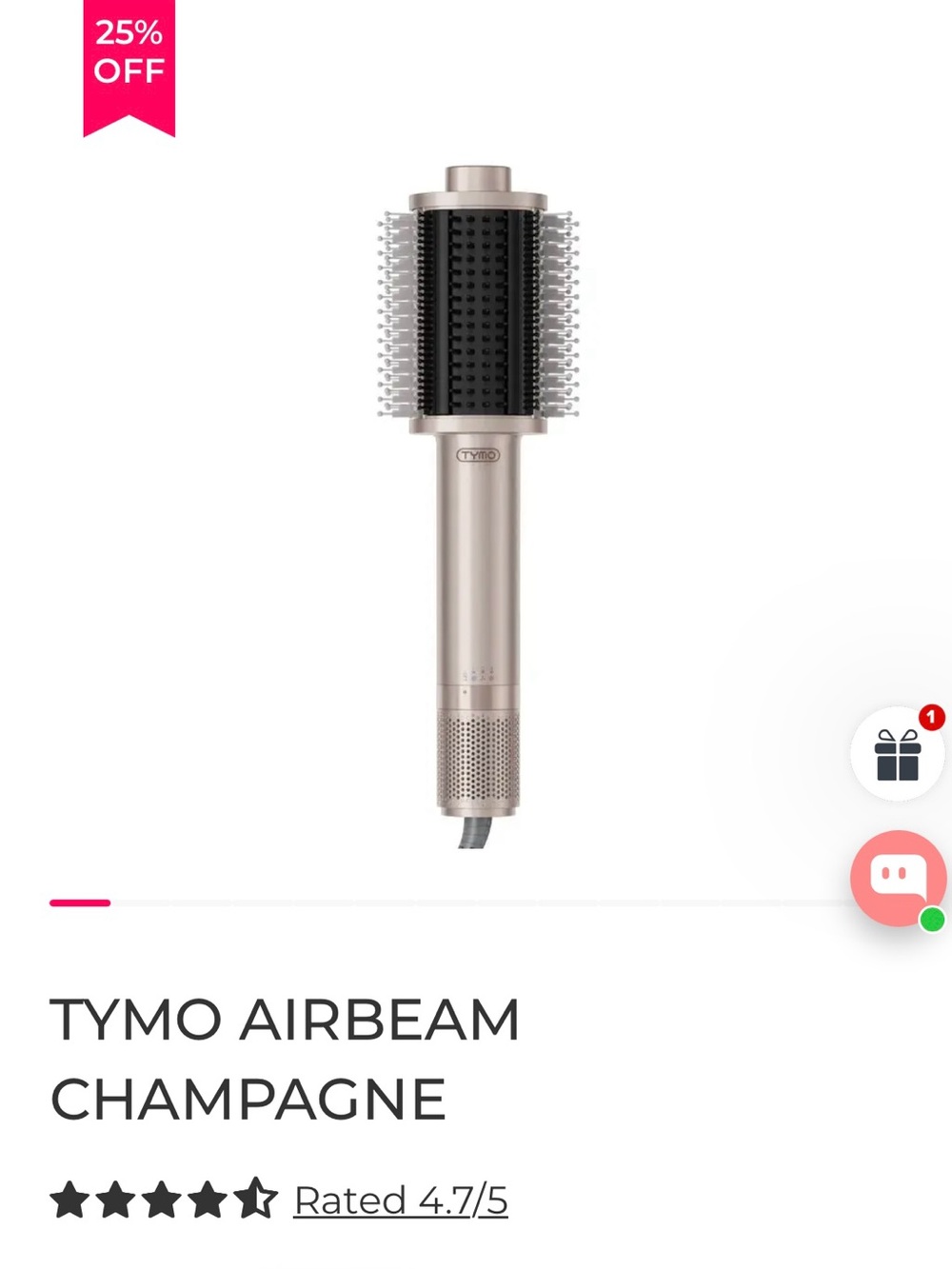 Tymo AirBeam Round Hot Air Brush - Champagne